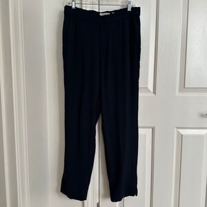 Vince Women's M Black Polyester Elastic Waist Straight Leg Trousers Pants